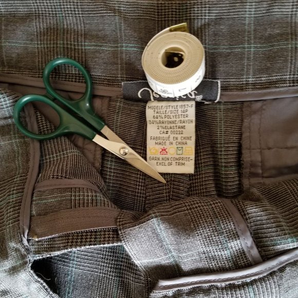 Vintage 90s, gray, brown, black, turquoise light plaid/stripes, L, Jessica Sears - Picture 7 of 10